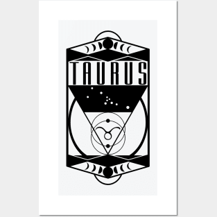 Taurus Constellation Moon Phases Zodiac Astrology Art Deco Style Posters and Art